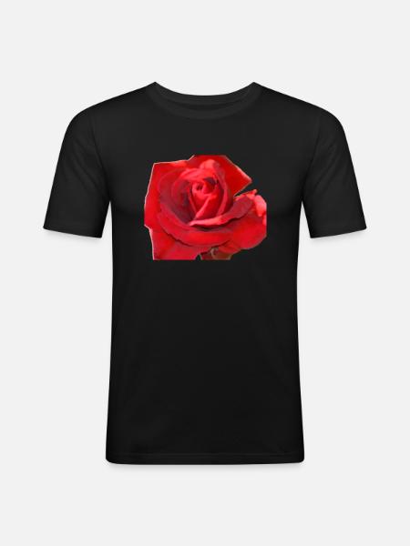 rote rose - Männer Slim Fit T-Shirt - Schwarz