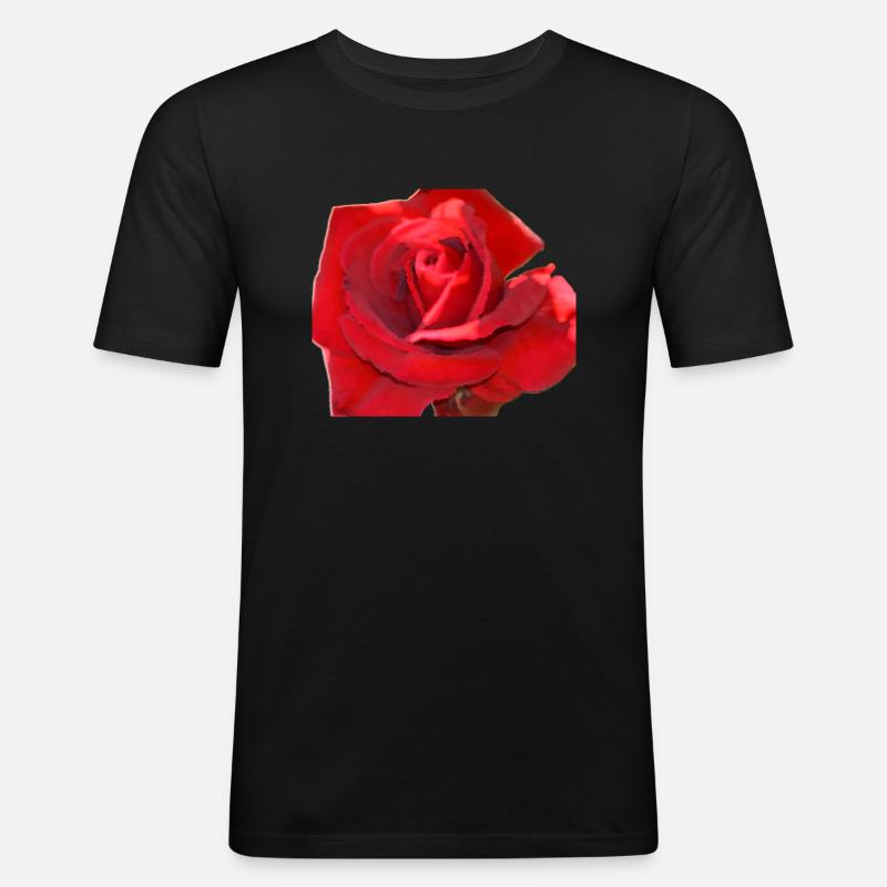 rote rose - Männer Slim Fit T-Shirt - Schwarz