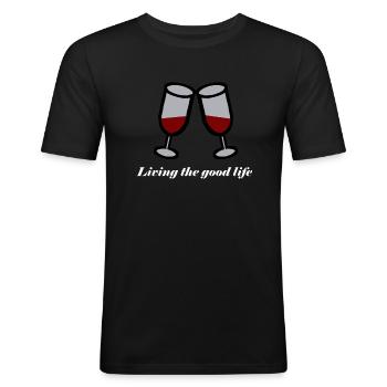 Vin Vins Vin Rouge Cadeau Idée Cadeau Plaisir - T-shirt près du corps Homme - noir - Devant - Nik (191cm)
