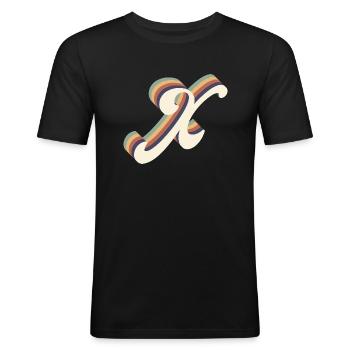 Buchstabe K - Männer Slim Fit T-Shirt - Schwarz - Vorne - Nik (191cm)