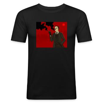 Smoking Agent Illustration - Men's Slim Fit T-Shirt - black - Front - Nik (191cm)