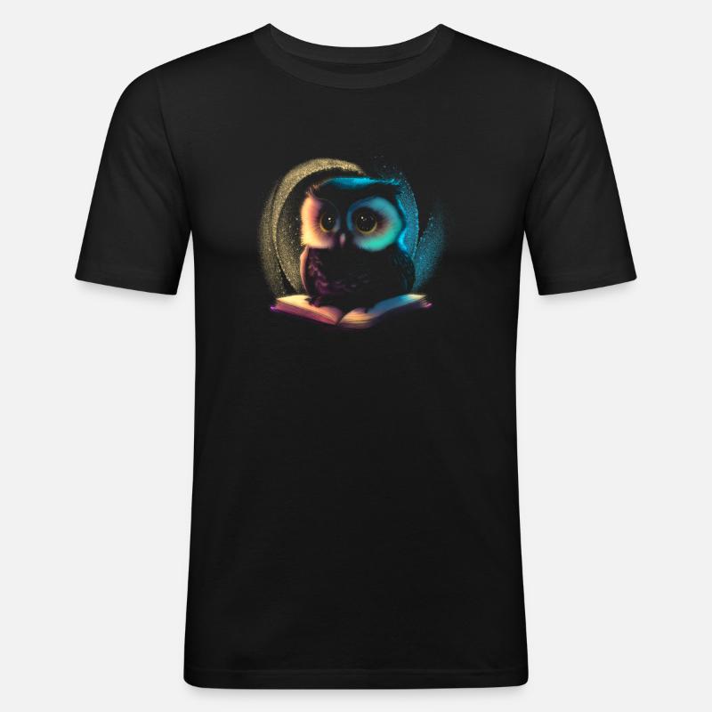 niedliche Tiereule - Männer Slim Fit T-Shirt - Schwarz