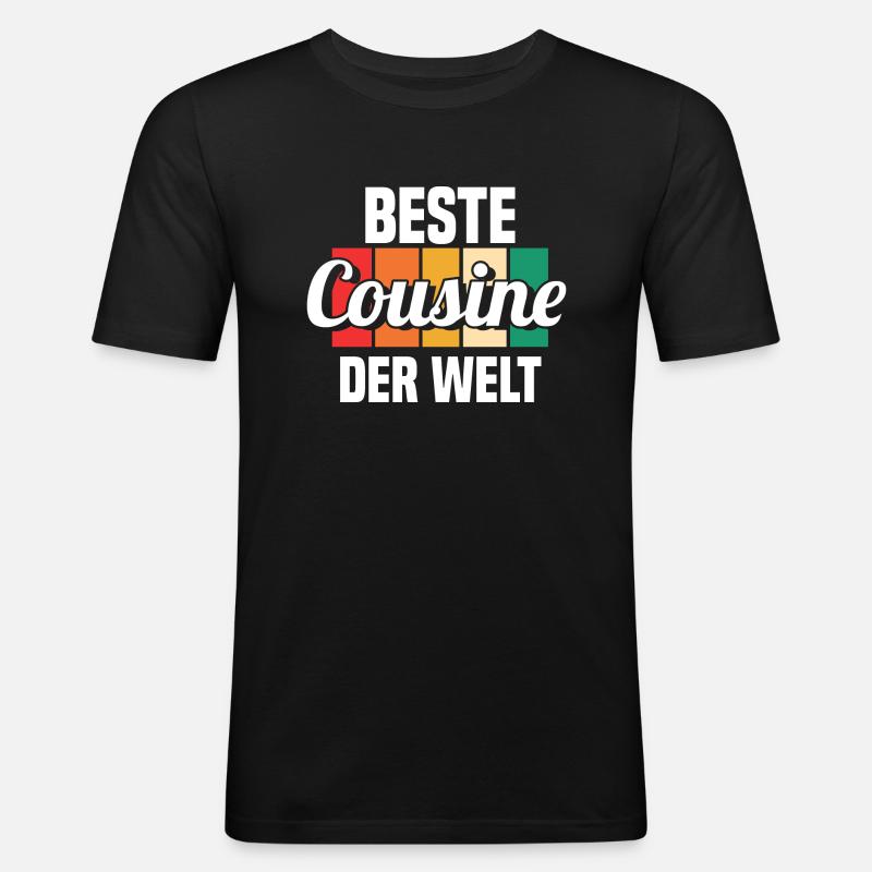 Bester Cousinee - Männer Slim Fit T-Shirt - Schwarz