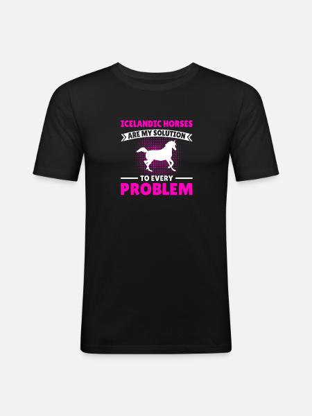 Islandshäst Isländska ordstäv Motiv Flickryttare - Slim Fit T-shirt herr - svart