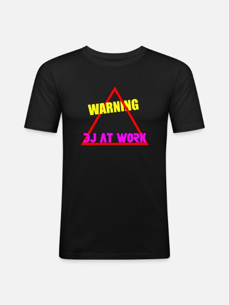 Warning dj at work - Men's Slim Fit T-Shirt - black