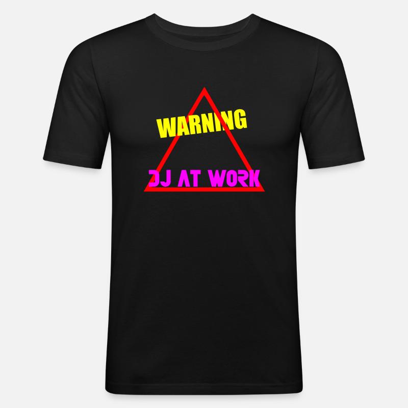 Warning dj at work - Men's Slim Fit T-Shirt - black