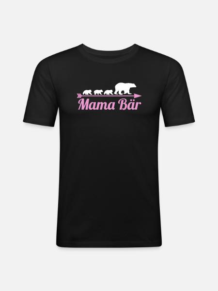 Mutter Mama Bär - Männer Slim Fit T-Shirt - Schwarz