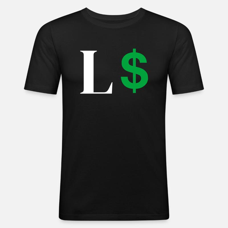 Buchstabe l Dollar - Männer Slim Fit T-Shirt - Schwarz
