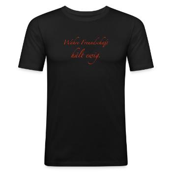 La véritable amitié - T-shirt près du corps Homme - noir - Devant - Nik (191cm)