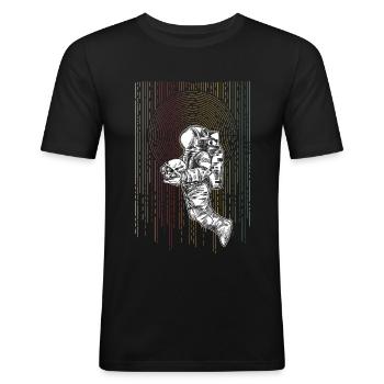 Astronaut - Männer Slim Fit T-Shirt - Schwarz - Vorne - Nik (191cm)