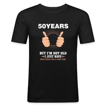 50th Birthday Funny 50 Years Young Gift Funny - Men's Slim Fit T-Shirt - black - Front - Nik (191cm)