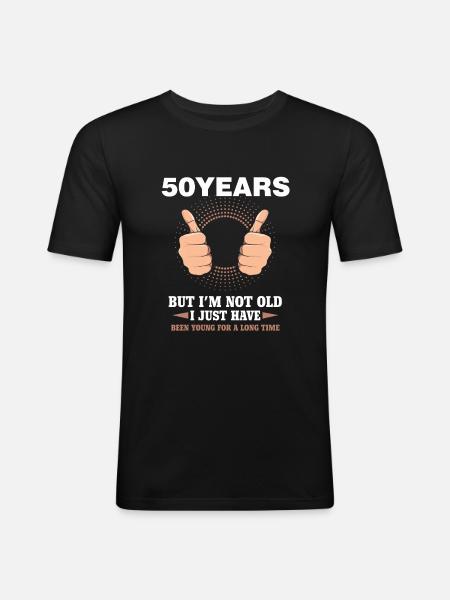 50th Birthday Funny 50 Years Young Gift Funny - Herre Slim Fit T-Shirt - sort