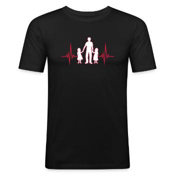 Puls 2 Töchter - Männer Slim Fit T-Shirt - Schwarz - Vorne - Nik (191cm)