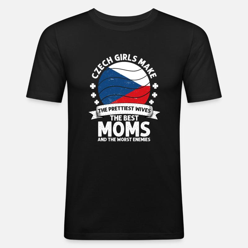 Repubblica Ceca Mamma Cechia Mama Ceca Americana - Maglietta aderente da uomo - nero