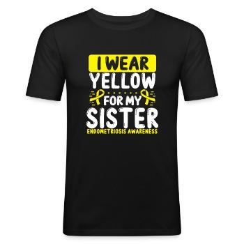Sœur Ruban Jaune Double Endométriose Sensibilisation - T-shirt près du corps Homme - noir - Devant - Nik (191cm)