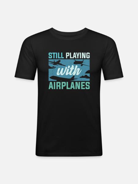 Pilot Funny saying pilot - Men's Slim Fit T-Shirt - black