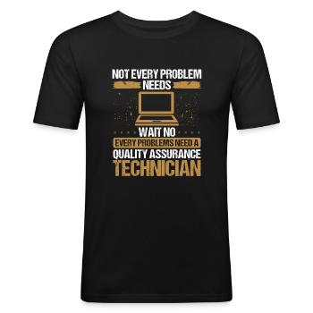 Quality Assurance Software Testing QA Engineering - Men's Slim Fit T-Shirt - black - Front - Nik (191cm)