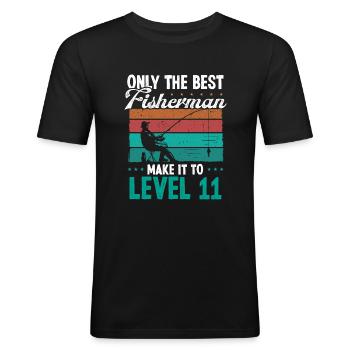 11 Fishing Level 11 Year Old Angler Fisherman - Men's Slim Fit T-Shirt - black - Front - Nik (191cm)