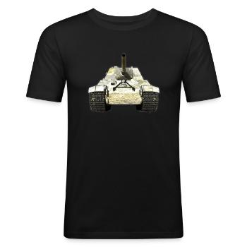 Panzer - Männer Slim Fit T-Shirt - Schwarz - Vorne - Nik (191cm)