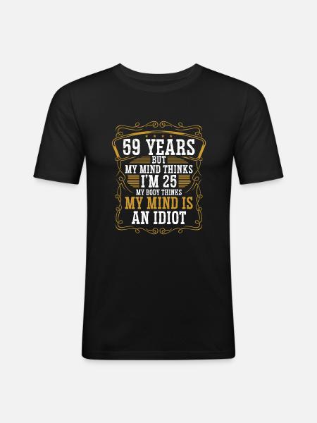 59 jaar oude grappige verjaardag idee humor 59 verjaardag - Mannen slim fit T-shirt - zwart