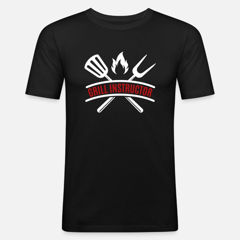grill instructor - Männer Slim Fit T-Shirt - Schwarz