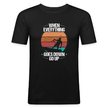 quand tout descend monter Kiteboarder - T-shirt près du corps Homme - noir - Devant - Nik (191cm)