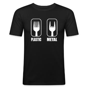 Plastic Metal Funny Rock Music Idée cadeau - T-shirt près du corps Homme - noir - Devant - Nik (191cm)
