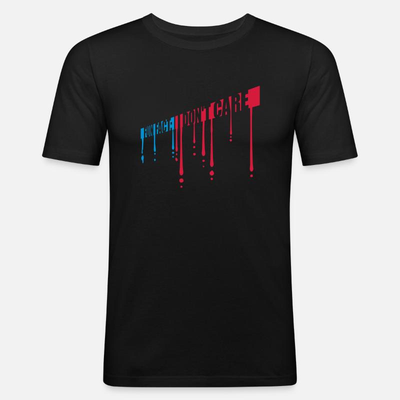I dont care fact - Männer Slim Fit T-Shirt - Schwarz