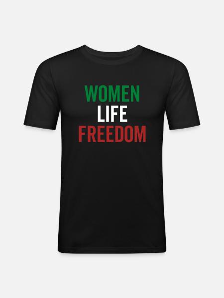 Frauen Leben Freiheit - Männer Slim Fit T-Shirt - Schwarz