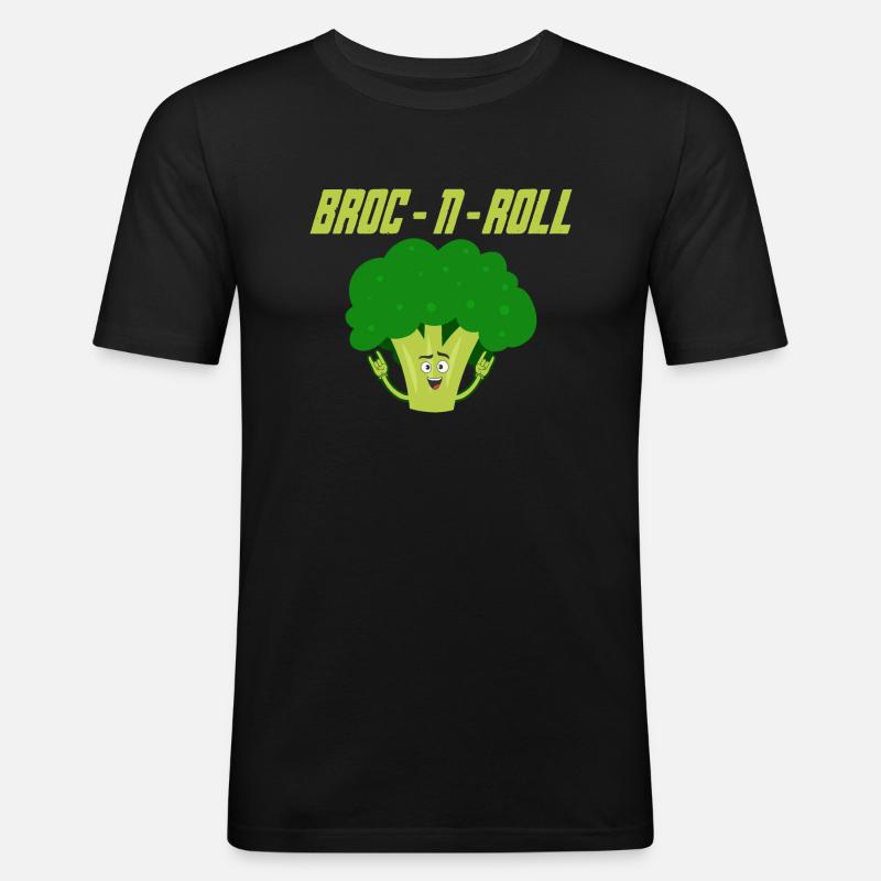 Broc n Roll Vegetable Broccoli - Men's Slim Fit T-Shirt - black