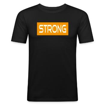 STRONG - Männer Slim Fit T-Shirt - Schwarz - Vorne - Nik (191cm)