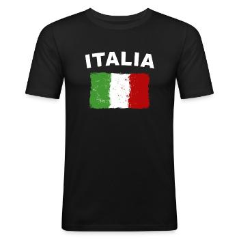 Italien Flagge - Männer Slim Fit T-Shirt - Schwarz - Vorne - Nik (191cm)