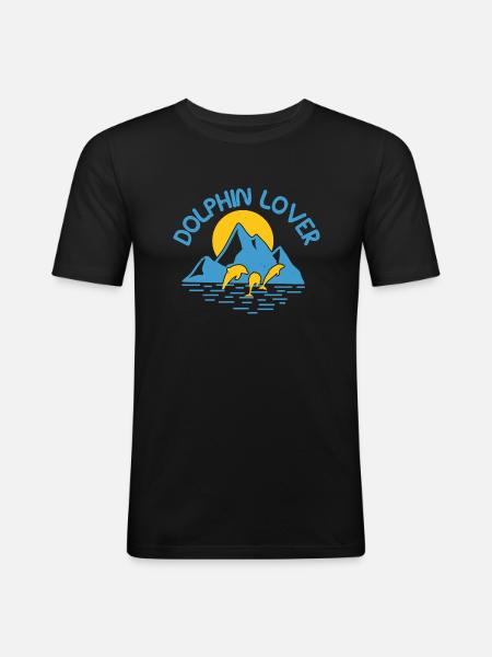 DOLPHINS LOVE - Men's Slim Fit T-Shirt - black