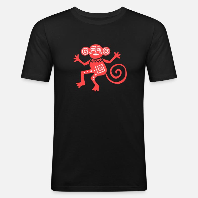 Ancient Mexican Symbol, Monkey, Monkey - Men's Slim Fit T-Shirt - black