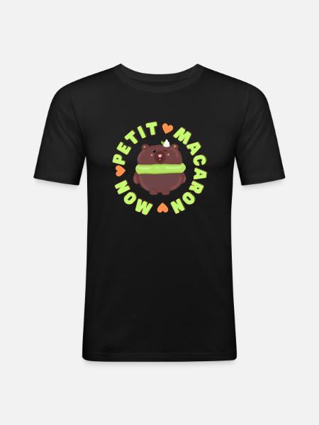 mon petit macaron bear - Men's Slim Fit T-Shirt - black