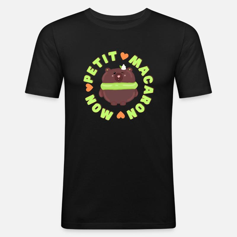 mon petit macaron Bär - Männer Slim Fit T-Shirt - Schwarz