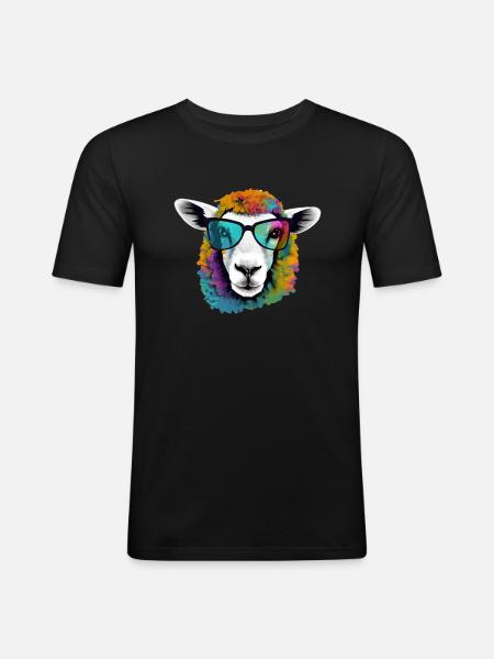 Mimou das Schaf - Männer Slim Fit T-Shirt - Schwarz