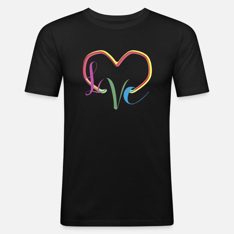 L♡VE - Männer Slim Fit T-Shirt - Schwarz