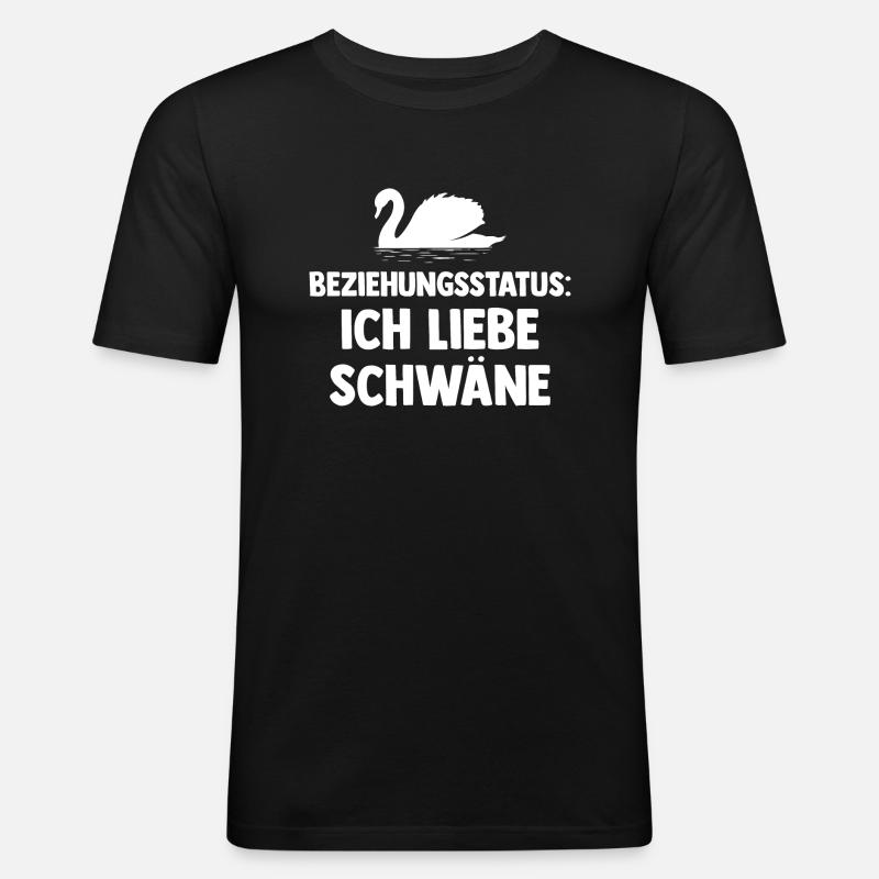 Schwan - Männer Slim Fit T-Shirt - Schwarz