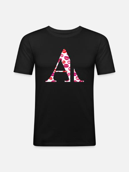 Lettre a bisous - T-shirt près du corps Homme - noir