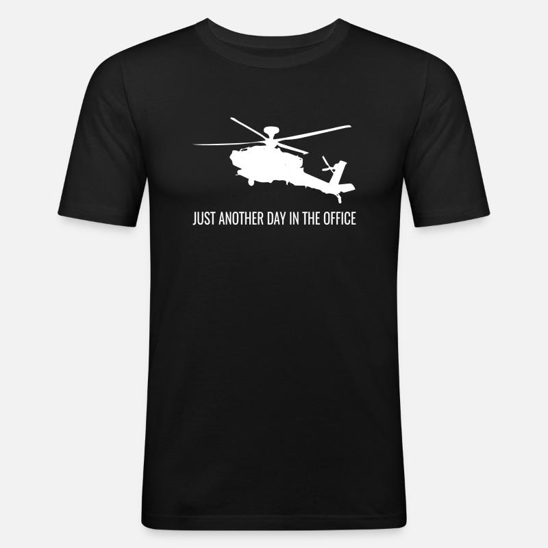 Helikopter Coole Sprüche Pilot - Männer Slim Fit T-Shirt - Schwarz