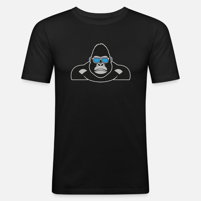 Cooler Bodybuilder-Gorilla - Männer Slim Fit T-Shirt - Schwarz