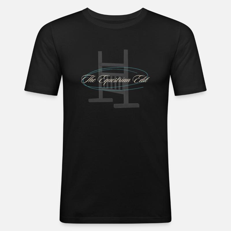 Pferde Hinderniss - Männer Slim Fit T-Shirt - Schwarz