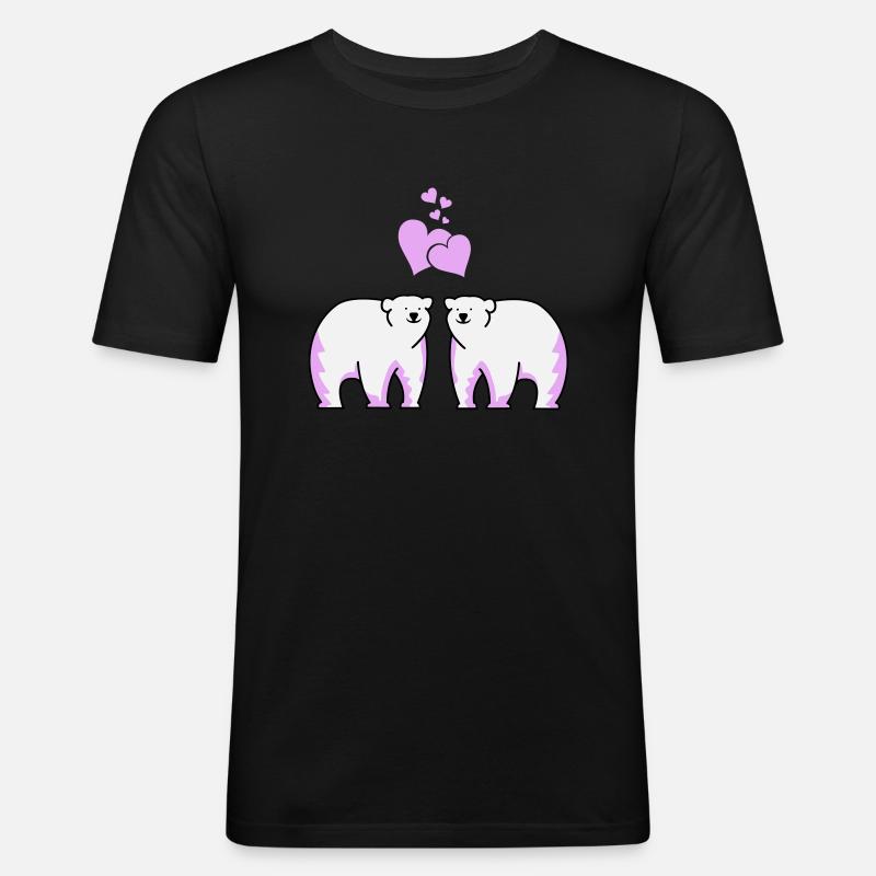 Eisbären verliebt - Männer Slim Fit T-Shirt - Schwarz