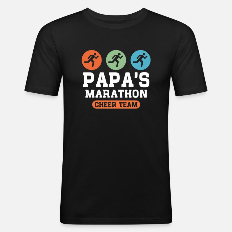 Papas Marathon Cheer Team - Männer Slim Fit T-Shirt - Schwarz