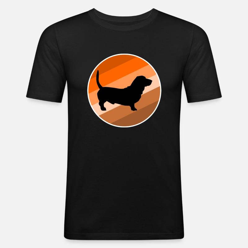 Dackel - Männer Slim Fit T-Shirt - Schwarz