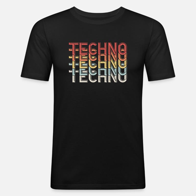 Techno Techno Techno - Männer Slim Fit T-Shirt - Schwarz