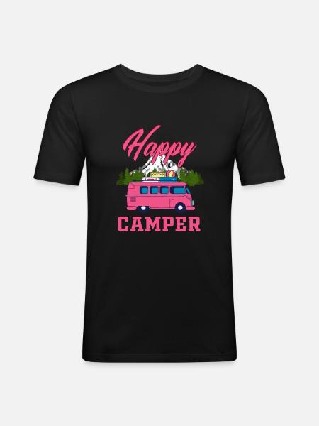 Happy camper - Men's Slim Fit T-Shirt - black