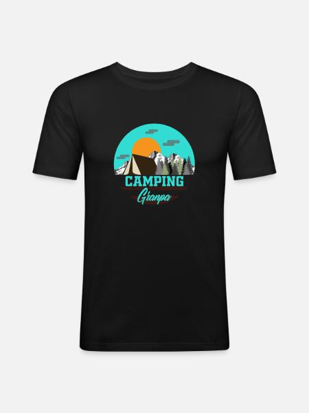 Camping Papy - T-shirt près du corps Homme - noir