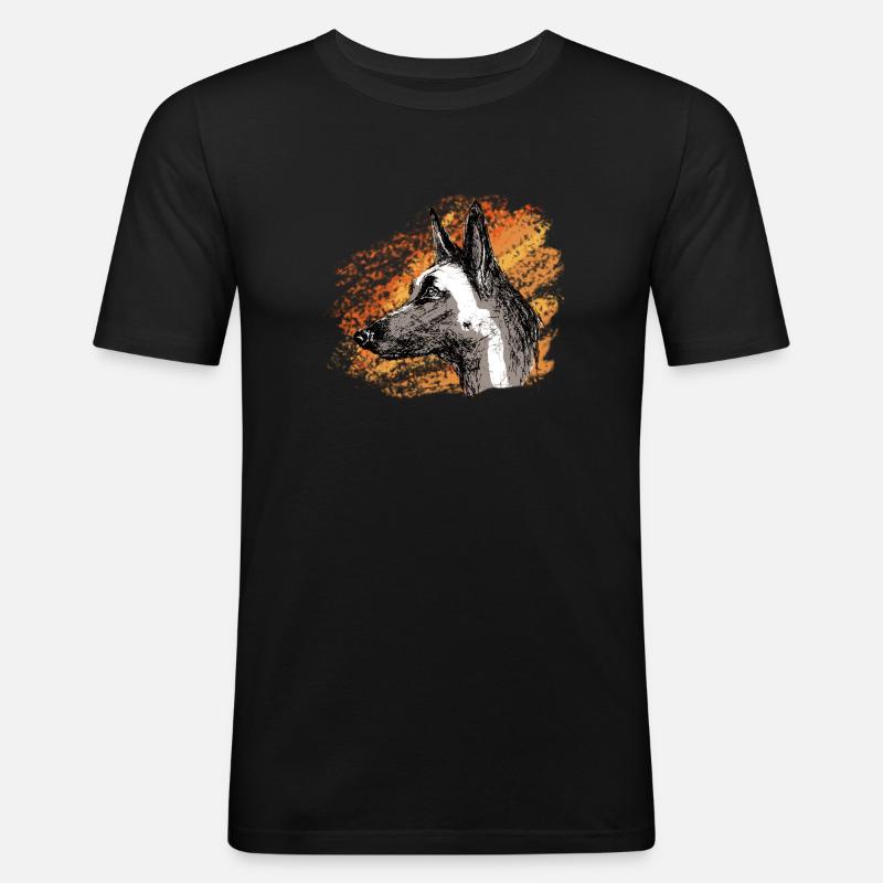Feuer Malinois - Männer Slim Fit T-Shirt - Schwarz